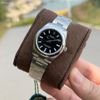 N Factory Rolex Oyster Perpetual Replica with Black Dial 31mm 2232 Movement Ice Blue Luminious Black Dial Watch